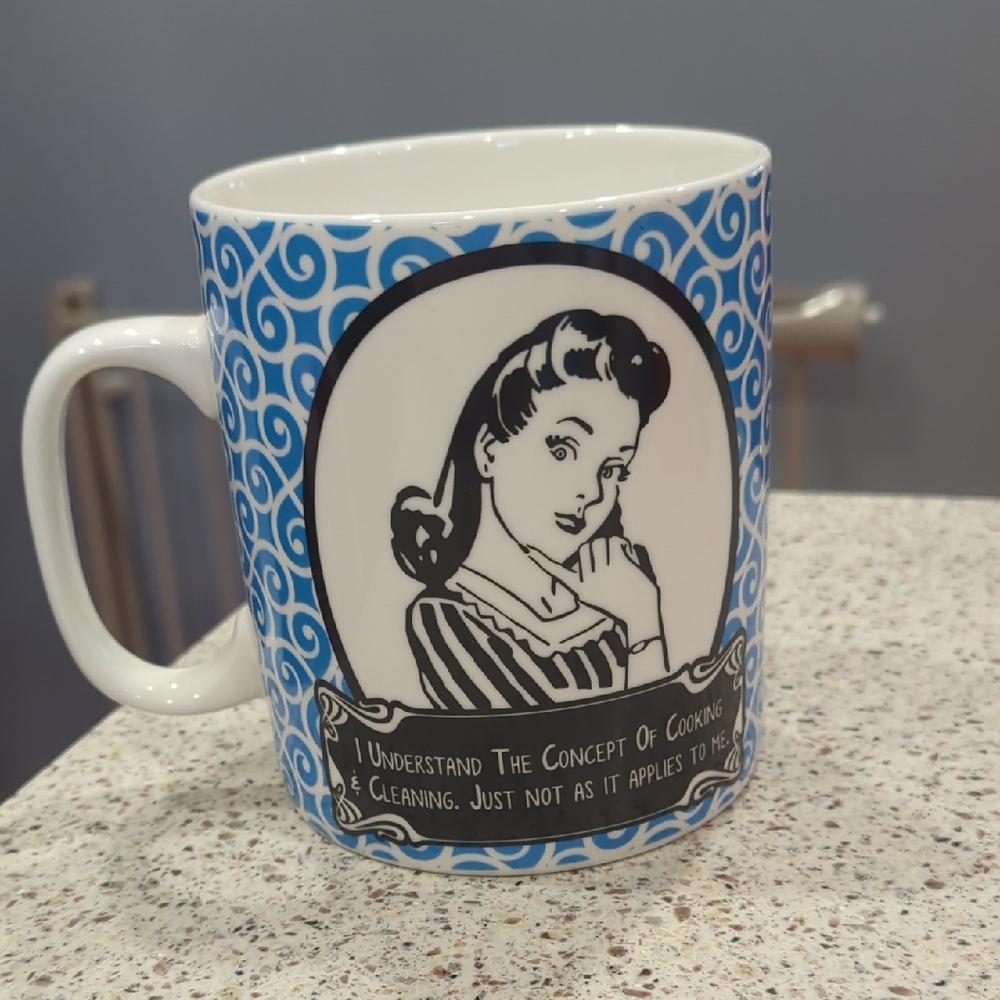 Retro Blue and White Coffee Mug